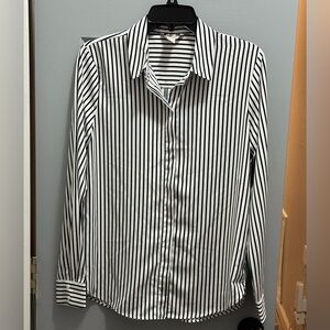 H&M Zebra Black & White Vertical Stripes Button Down Shirt, Women’s Size Small